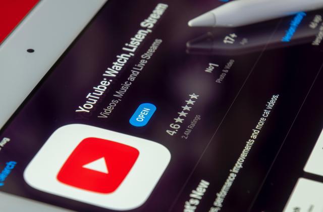 An image of a phone or tablet showing YouTube. 